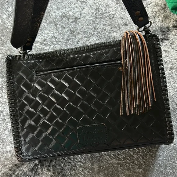 American Darling Black Floral Embossed Crossbody Bag - Picture 3 of 6